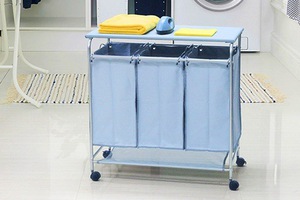 50%OFF Laundry Hamper with Three Sorting Bags and Removable Ironing Board Deals and Coupons