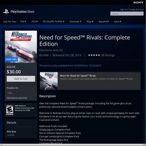 50%OFF Need for Speed Rivals PS4 Game Deals and Coupons