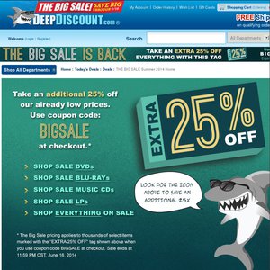 25%OFF DVD, Blu Ray, CD Deals and Coupons
