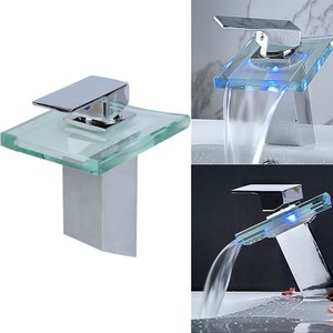 21%OFF LED 3 Colors Waterfall Chrome Bathroom Faucet  Deals and Coupons