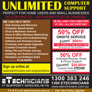 50%OFF Onsite Computer Support and Remote Computer Support at eTECHNICIANS  Deals and Coupons