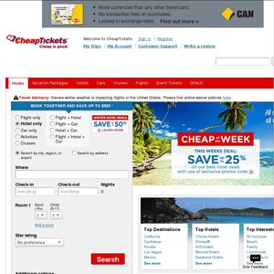 25%OFF CheapTickets Deals and Coupons
