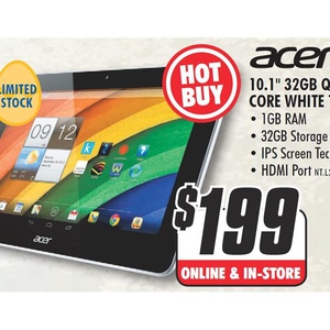 50%OFF Acer Iconia  Quad Core IPS Wi-Fi White Tablet Deals and Coupons