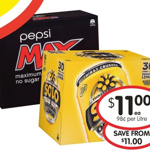 50%OFF Pepsi or Schweppes 30pk Can Deals and Coupons