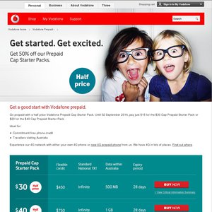 50%OFF Vodafone Prepaid Starter Pack Deals and Coupons