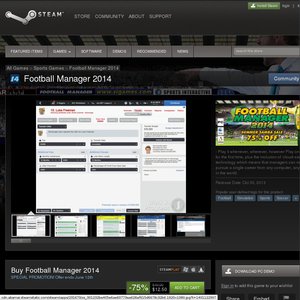 50%OFF PC Game Football Manager 2014 Deals and Coupons