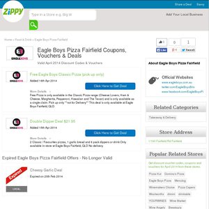 50%OFF Eagle Boys Classic Pizza  Deals and Coupons