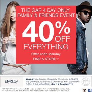 40%OFF various Gap products Deals and Coupons