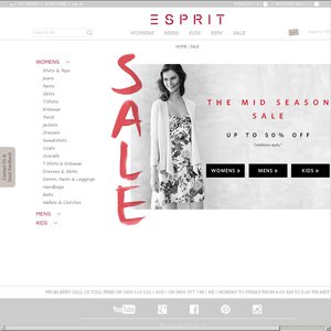 50%OFF Esprit Womens, Mens & Kids Deals and Coupons