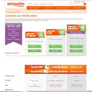 40%OFF Amaysim unlimited at 40% off Deals and Coupons