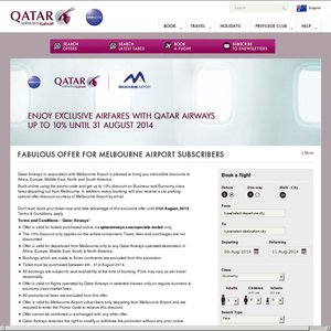 10%OFF Qatar Airways Economy and Business Class Deals and Coupons