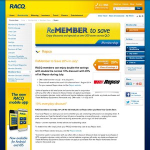 20%OFF RACQ member vouchers Deals and Coupons