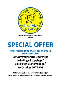 50%OFF Entire Purchase on Bubble Tea Drinks Deals and Coupons