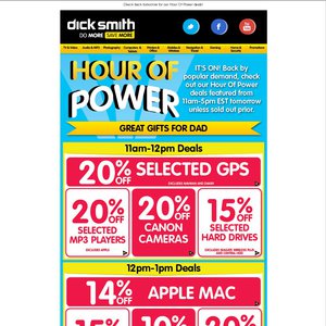 20%OFF Dick Smith hour of power deals Deals and Coupons