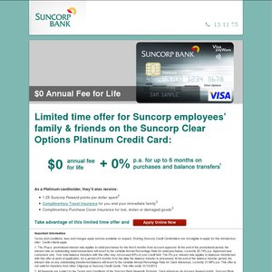 50%OFF Suncorp Clear Options Platinum Credit Card Deals and Coupons