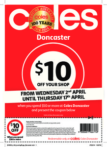 50%OFF Coles Westfield Doncaster Deals and Coupons