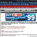 50%OFF Panasonic 3D Blu-Ray Player + 4x Blu Rays/DVD's Deals and Coupons
