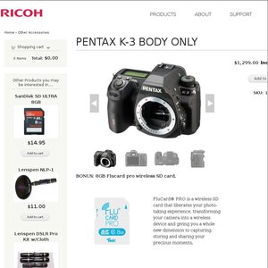 50%OFF Pentax K-3 Body + 8GB Flucard Pro Wireless SDHC Deals and Coupons
