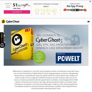 FREE CyberGhost 5 VPN Premium Edition Deals and Coupons