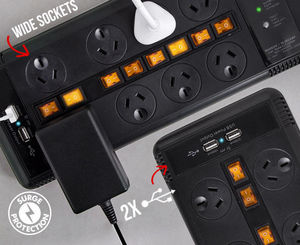 50%OFF 8-Outlet SURGE Protected Powerboard Deals and Coupons