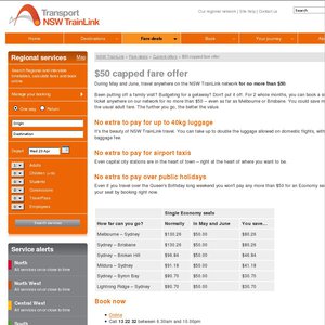 50%OFF One Way Train Link from NSW Deals and Coupons