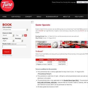 50%OFF Tune Hotels Melbourne Deals and Coupons