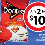 50%OFF Sherrin or Spalding Football + 2x Smiths or Doritos 175g Chips Deals and Coupons