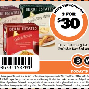 50%OFF Berri Cask Wine - 5 ltr x 3  Deals and Coupons