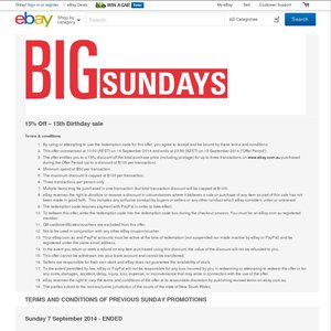 15%OFF Everything at eBay.com.au Deals and Coupons