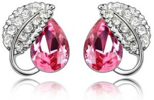 50%OFF 18K White Gold Plated Crystal Leaf Earrings Deals and Coupons