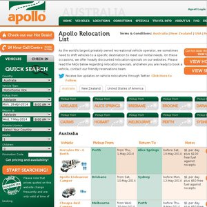 50%OFF Apollo Camping Vans One Way Relocations Deals and Coupons