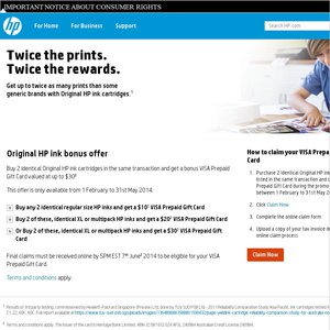 50%OFF HP Ink Cartridges, Bonus VISA Prepaid Card Deals and Coupons