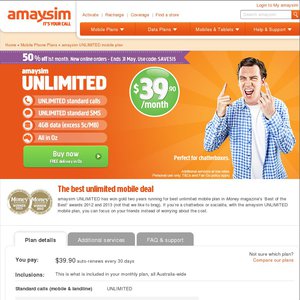 50%OFF Amaysim UNLIMITED Deals and Coupons