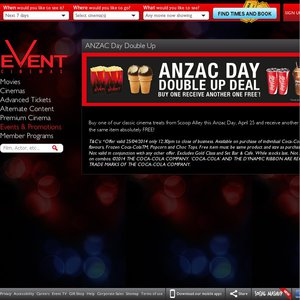 FREE event cinemas deal Deals and Coupons