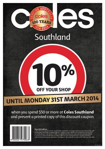 10%OFF Coles items Deals and Coupons