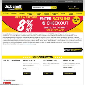 8%OFF any purchase at dicksmith.com.au Deals and Coupons