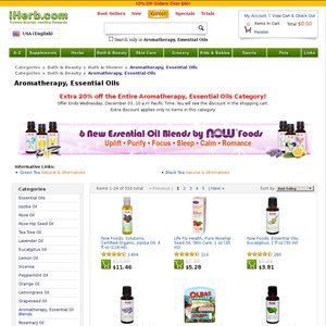 20%OFF All essential oils and aromatherapy, and other organic lines Deals and Coupons