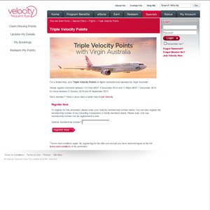10%OFF Velocity Points w/ Virgin Australia Deals and Coupons
