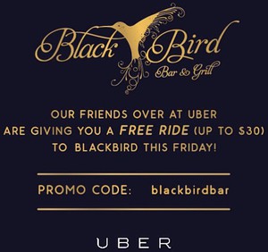 30%OFF Uber Ride to/from Black Bird Bar & Grill Brisbane Deals and Coupons