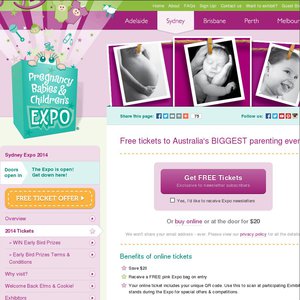 FREE entrance ticket to Sydney Pregnancy, Babies & Children's Expo Deals and Coupons
