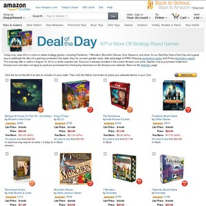 20%OFF various boardgames Deals and Coupons