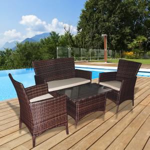 50%OFF Rattan design 4 Piece Outdoor Sofa Set Deals and Coupons