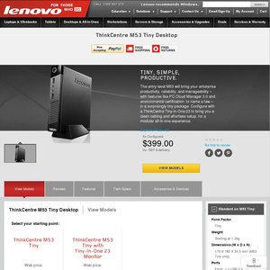 50%OFF Lenovo ThinkCentre Tiny M53 Deals and Coupons
