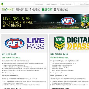 50%OFF AFL and NRL Live Passes Deals and Coupons
