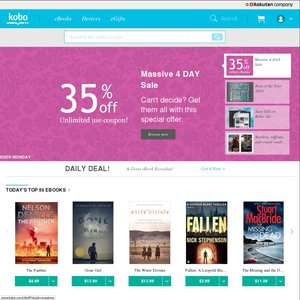 35%OFF Kobo eBooks Deals and Coupons
