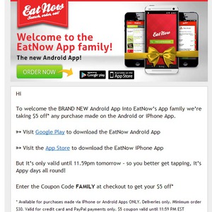 50%OFF EatNow Deals and Coupons