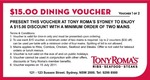 50%OFF $15- $30 Vouchers  at Tony Roma's Deals and Coupons
