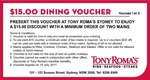 50%OFF $15- $30 Vouchers at Tony Roma's Deals and Coupons