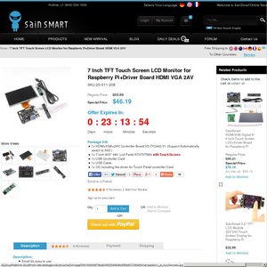 30%OFF 7 Inch TFT Touch Screen LCD for Raspberry Pi+Driver Board Deals and Coupons
