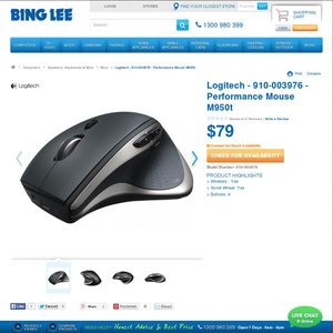 45%OFF Logitech WIreless Performance Mouse M950T Deals and Coupons